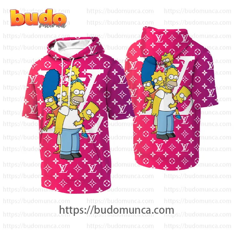 Louis vuitton and the simpsons disney family hooded short sleeve t-shirt gift uninque for kid man women
